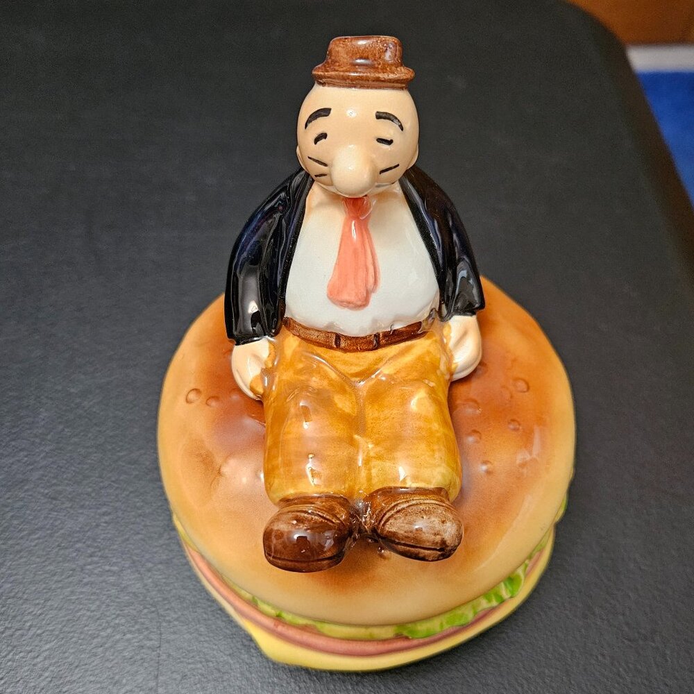 Vandor 1980 - Wimpy Sits Atop a Hamburger Revolving Musical Porcelain Figurine